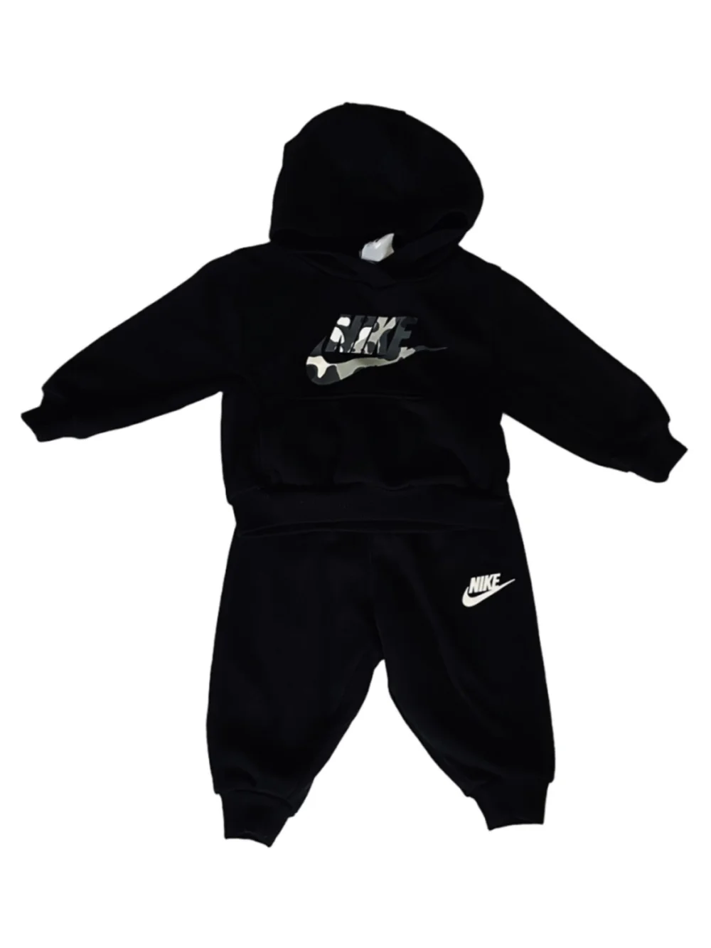 Baby Nike Black and Grey Camo Logo Hoodie and Jogger Set 12 Months